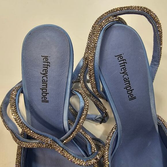 Jeffrey Campbell X REVOLVE Apresdouze Heel in Baby Blue Satin Silver - Picture 4 of 8